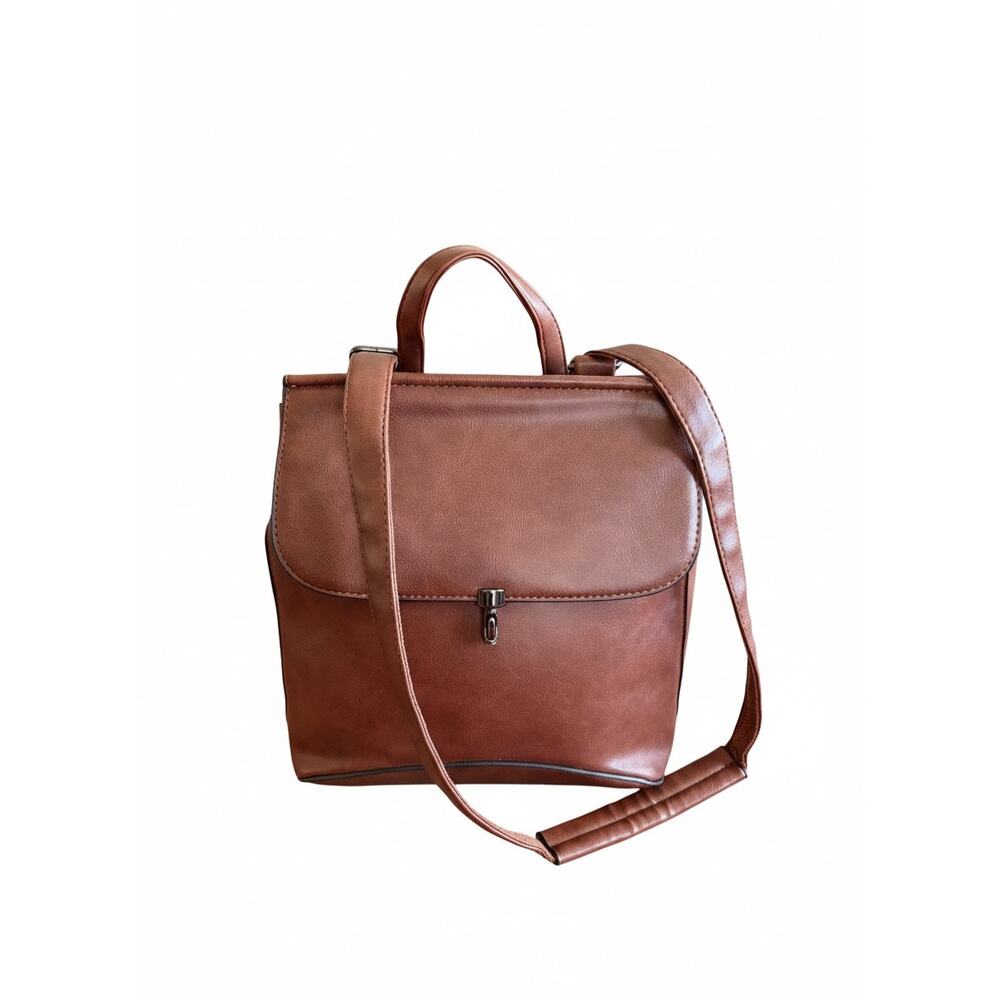 Wink Kangaroo Brown Vegan Leather Convertible Backpack/ Shoulder Bag